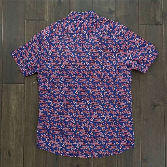 Massive Red White & Blue July 4th Button Down Men’s S NWT - Picture 4 of 4